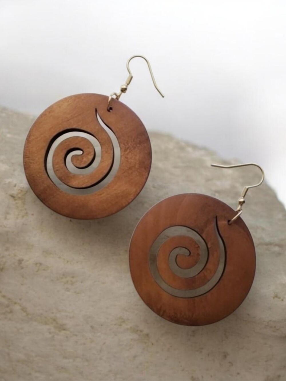 Brown Swirl Dangle Earrings